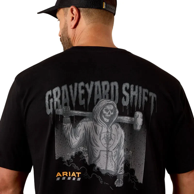 Ariat Men's Rebar Workman Graveyard Short Sleeve Tee Shirt - Black - Image 2