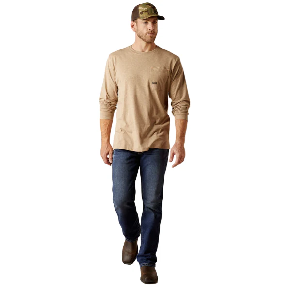 Ariat Men's Rebar Workman Born For This T-Shirt - Oatmeal Heather - Image 3
