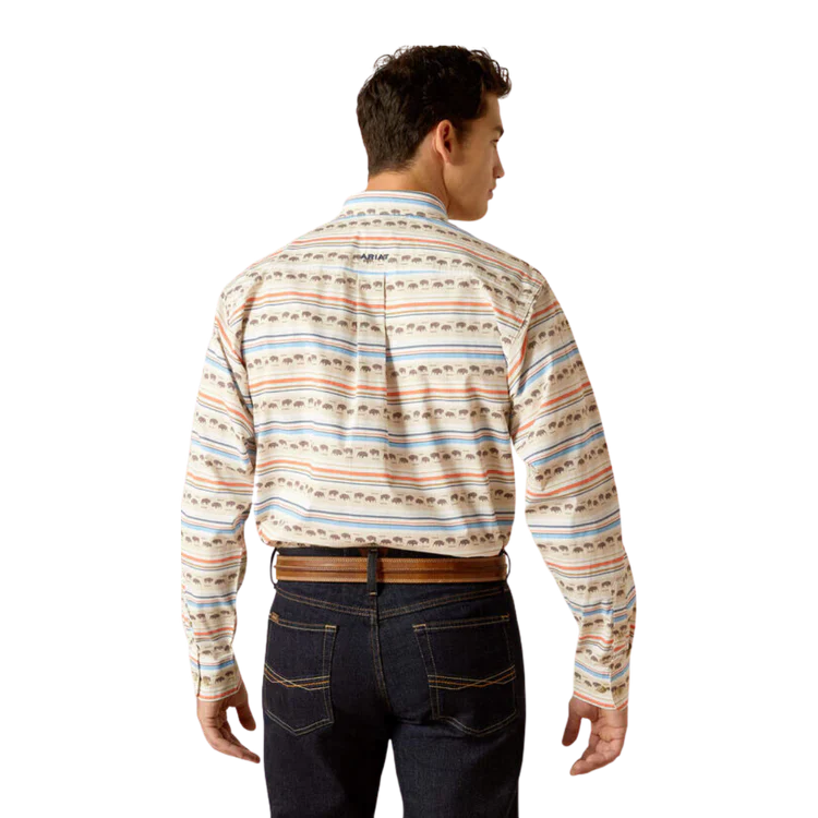 Ariat Men's Reed Serape Bison Print Long Sleeve Shirt- Khaki - Image 3