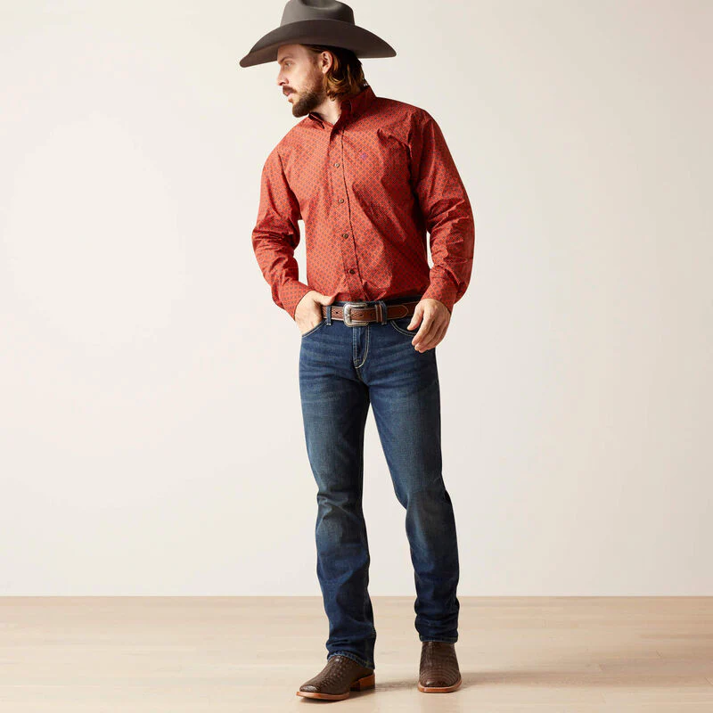 Ariat Men's Samson Classic Fit Long Sleeve Shirt - Terra Rouge - Image 3