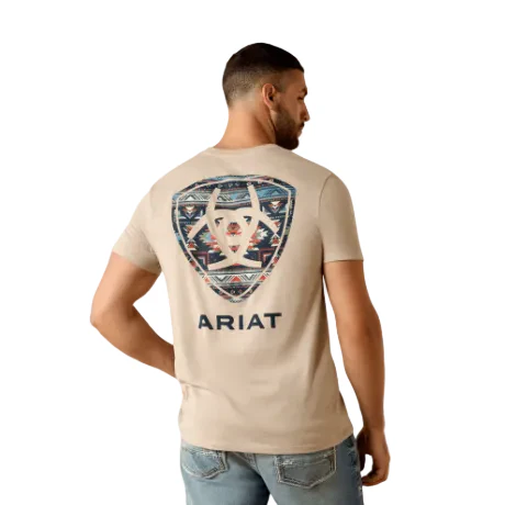 Ariat Men's Sandstone Shield Classic Fit Tee Shirt - Brindle Heather - Image 2