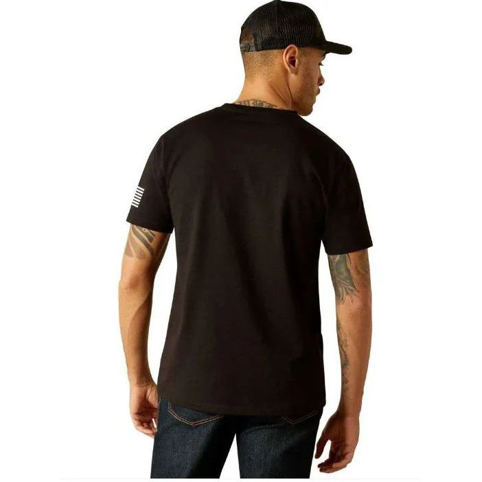 Ariat Men's  Shield Flag Short Sleeve Graphic Tee Shirt - Black - Image 2