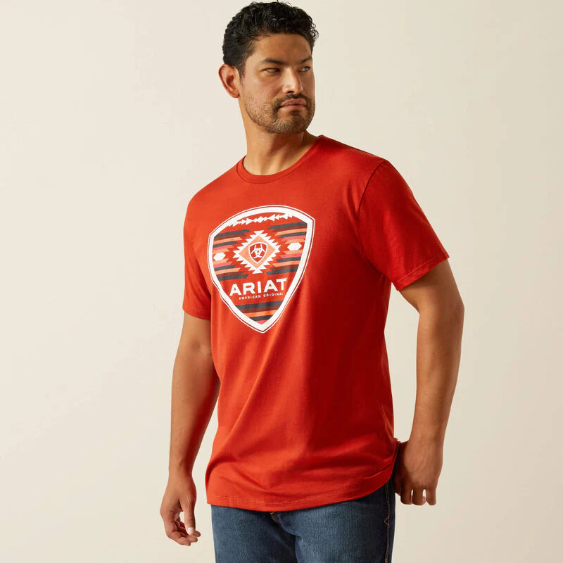 Ariat Men's Short Sleeve Geo Fill Tee Shirt- Red Ochre