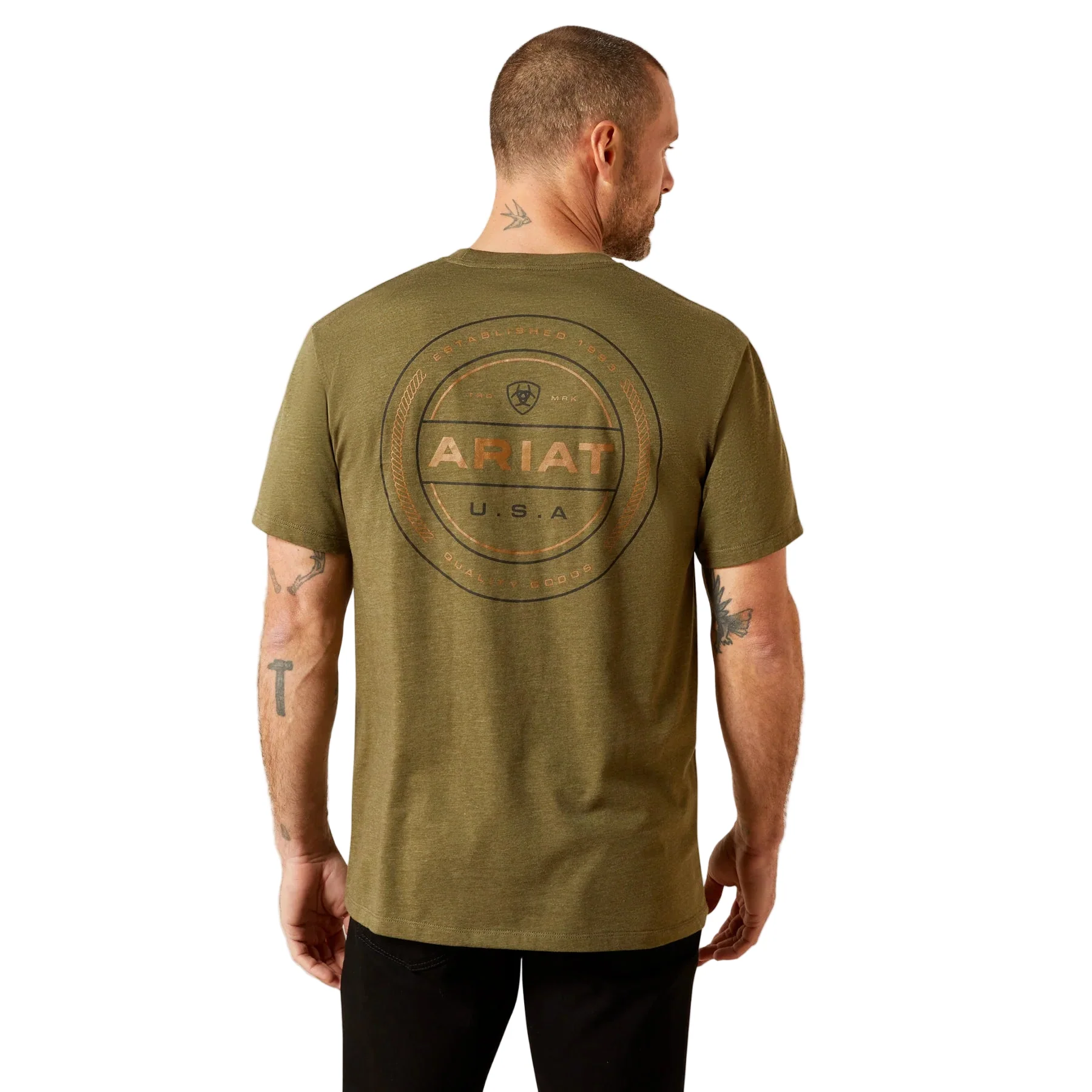 Ariat Men's Short Sleeve Ropers Seal Tee Shirt - Military Heather - Image 2