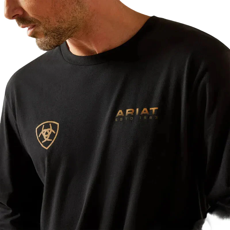 Ariat Men's Long Sleeve Clean Stripe Tee Shirt - Black - Image 2