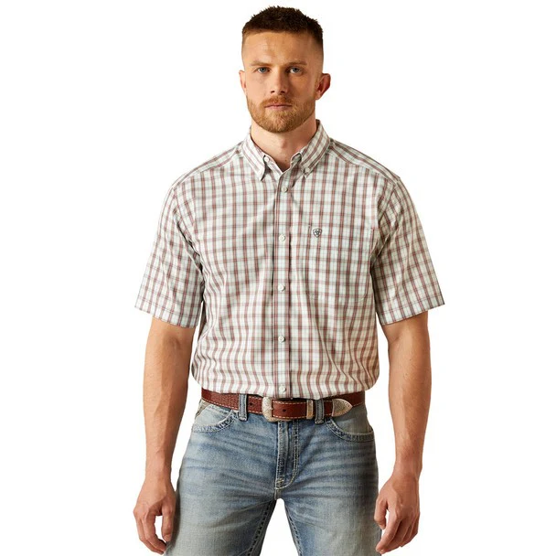 Ariat Men's Short Sleeve Wrinkle Free Elton Classic Fit Shirt- White