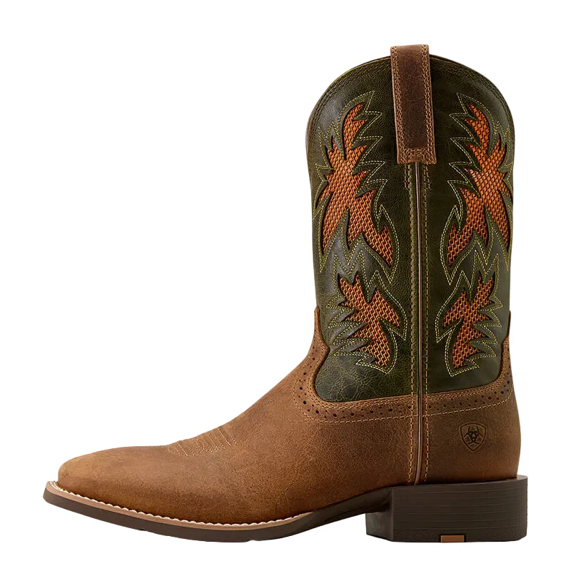 Ariat Men's Sport Cool VentTEK Wide Square Toe Cowboy Boot - Buff Tan/Dusty Olive - Image 2