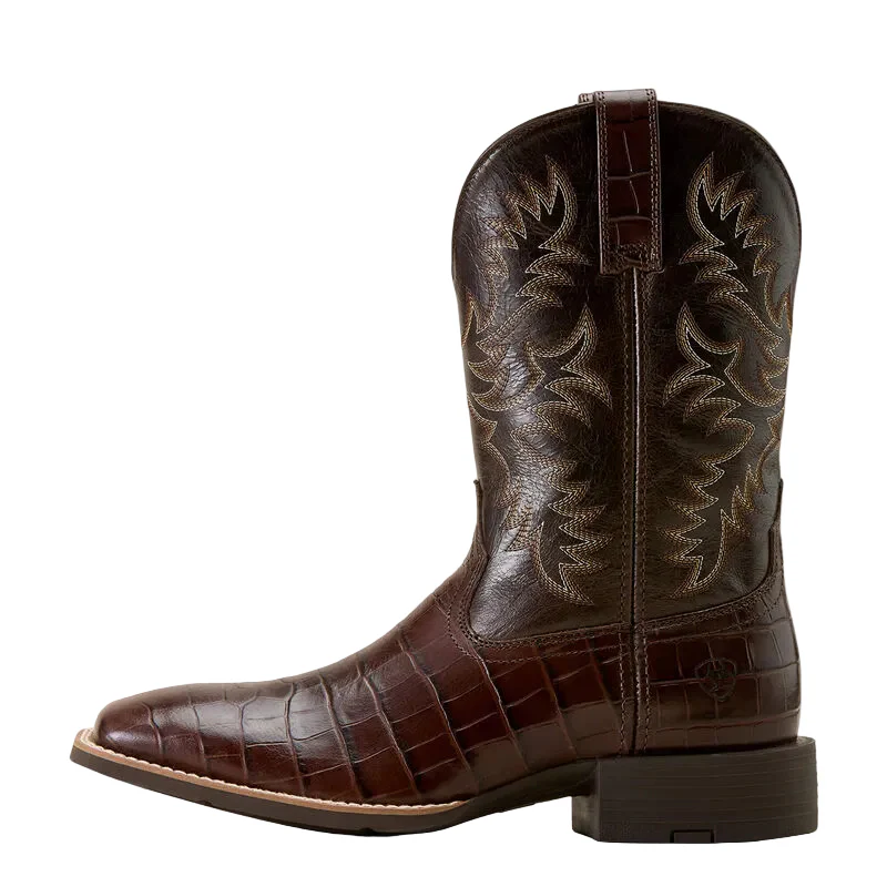 Ariat Men's Sport Latigo Wide Square Toe Cowboy Boot - Chocolate Print/Bitter Chocolate - Image 2