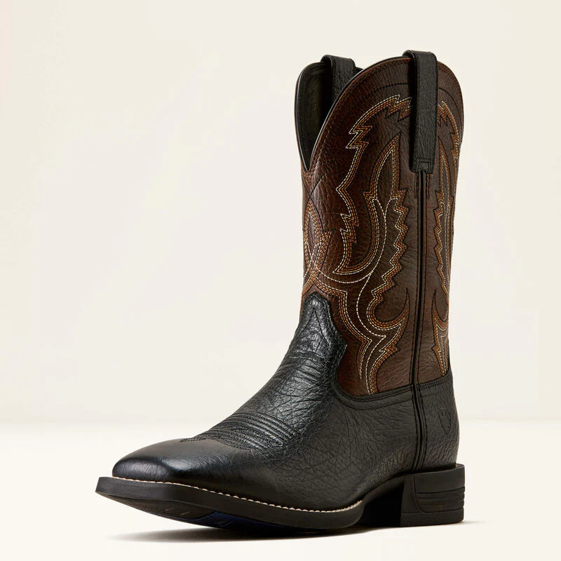 Ariat Men's Steadfast Wide Square Toe Cowboy Boot- Void Black Aged Peanut