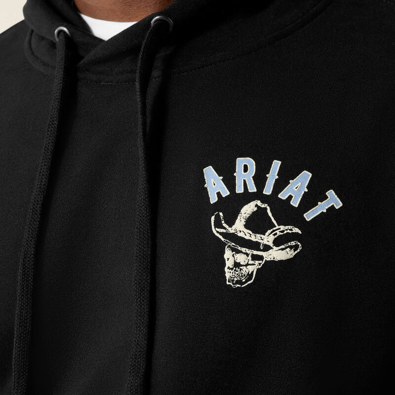 Ariat Men's Stitched Skull Long Sleeve Hoodie - Black - Image 3