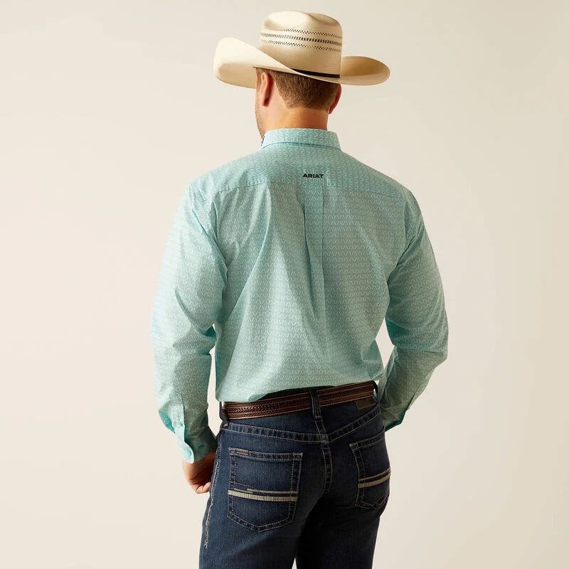 Ariat Men's Team Gian Long Sleeve Shirt - Light Aqua - Image 2