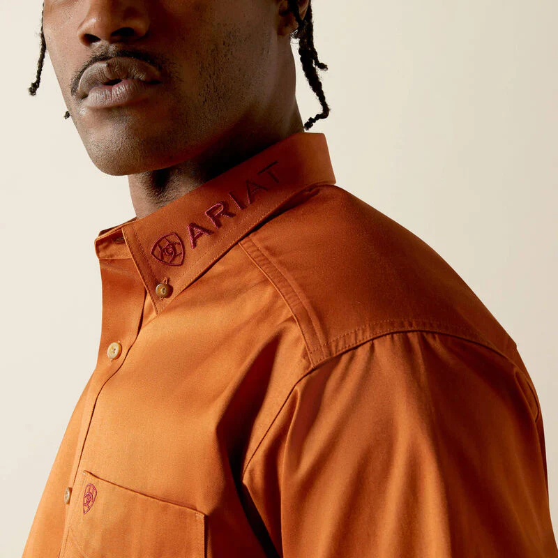Ariat Men's Team Logo Twill Classic Fit Shirt - Abode/Brick - Image 3