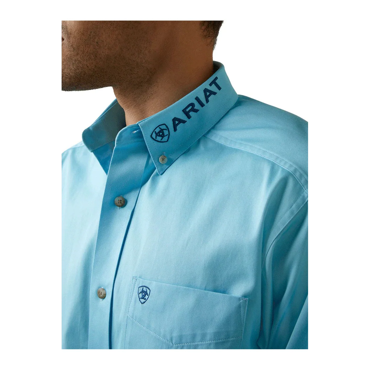 Ariat Men's Team Logo Twill Classic Shirt - Cenote Aqua - Image 2