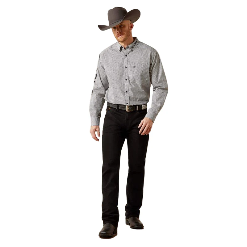 Ariat Men's Team Pablo Classic Fit Long Sleeve Shirt - White/Black