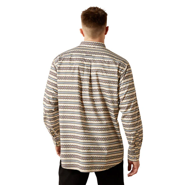 Ariat Men's Team Peter Classic Long Sleeve Shirt - Khaki/White - Image 2