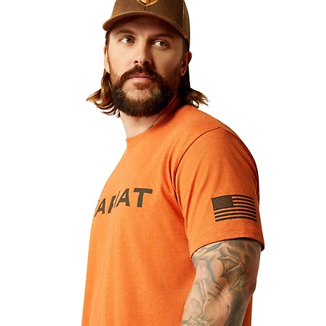 Ariat Men's Shield Flag Short Sleeve Graphic Tee Shirt - Adobe Heather - Image 3