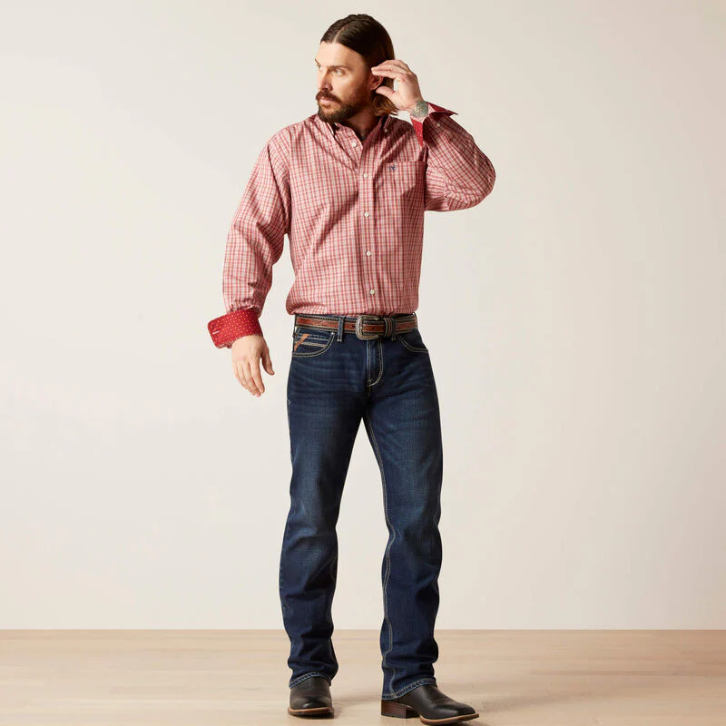 Ariat Men's Wrinkle Free Kairo Classic Long Sleeve Shirt - Biking Red - Image 3