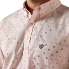 Ariat Men's Wrinkle Free Wally Fitted Long Sleeve Geo Print Shirt - Barely Pink - Image 3