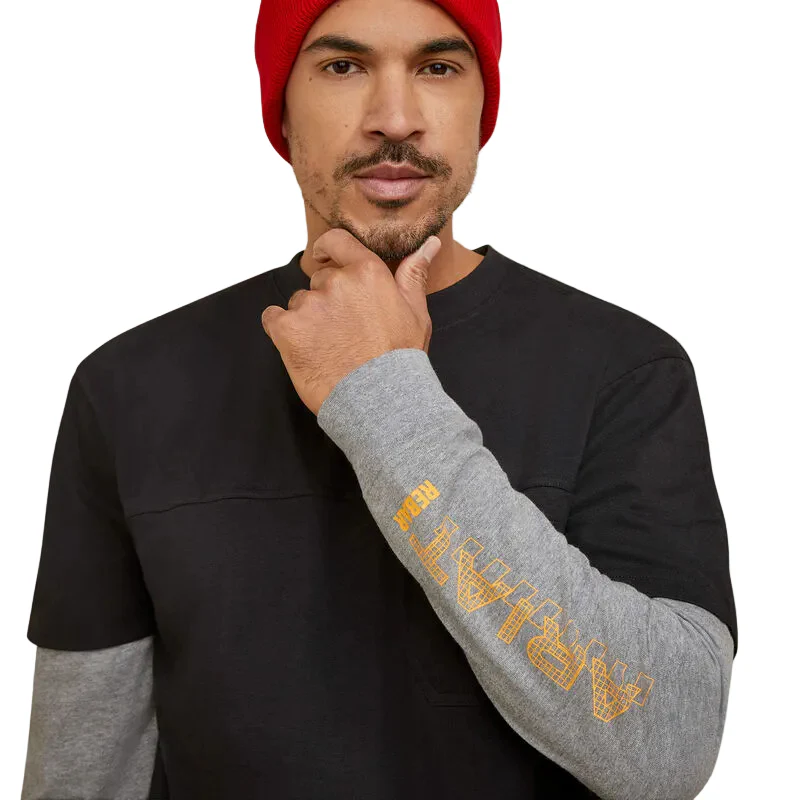 Ariat Men's Rebar Cotton Strong Dually Shirt - Black/Heather Grey - Image 2