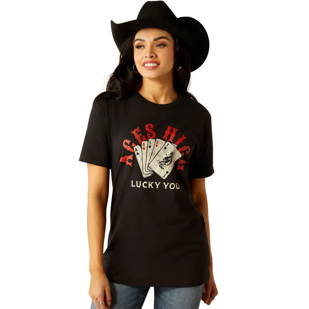 Ariat Women's Ace of Spades Short Sleeve Tee Shirt- Black - Image 2
