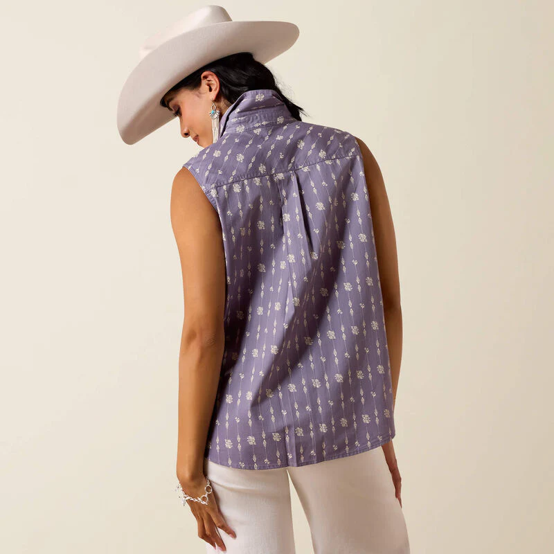 Ariat Women's Billie Jean Sleeveless Shirt - Blue Granite Dewdrop - Image 2
