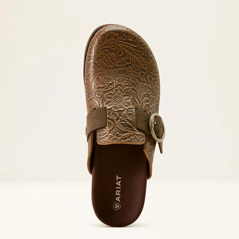 Ariat Women's Country Mule- Brown Floral Emboss - Image 2