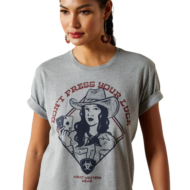 Ariat Women's Don't Press Your Luck Tee Shirt - Iceberg - Image 3