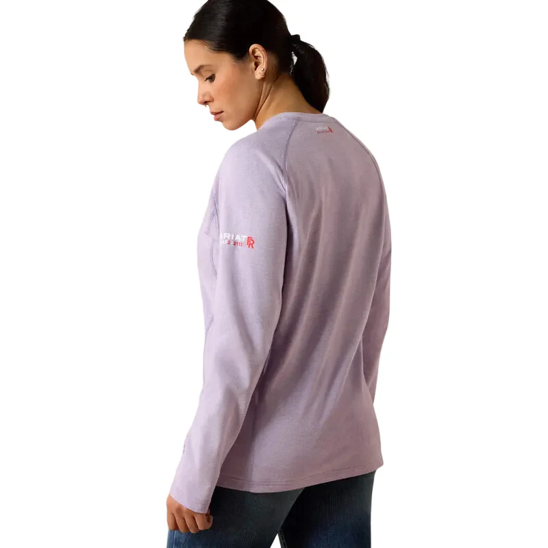 Ariat Women's FR Air Crew Long Sleeve Tee Shirt - Purple Ash Heather - Image 2