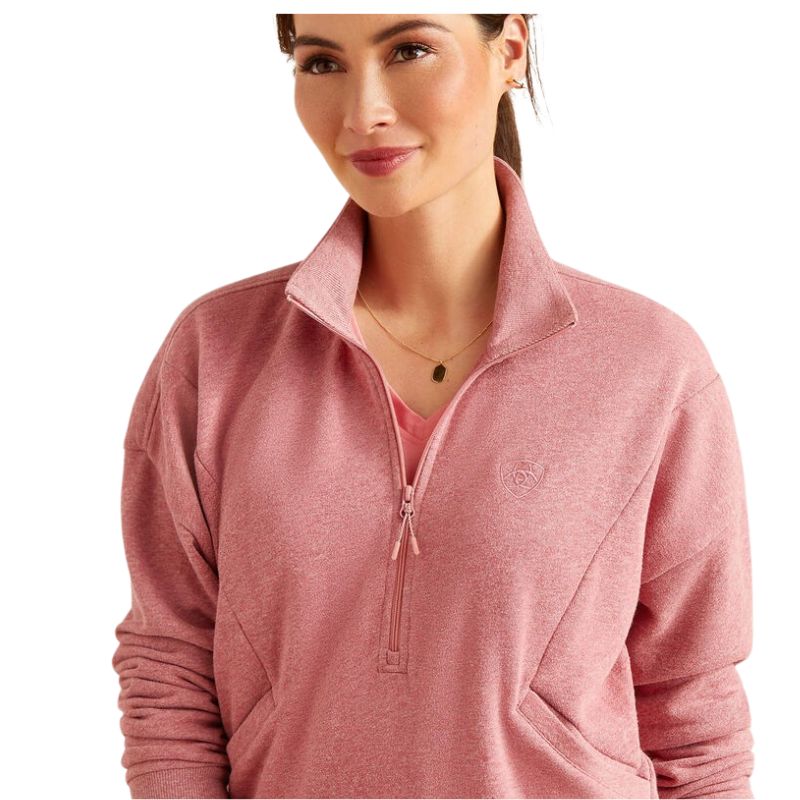 Ariat Women's Friday 1/2 Zip Sweatshirt - Dusty Rose - Image 2