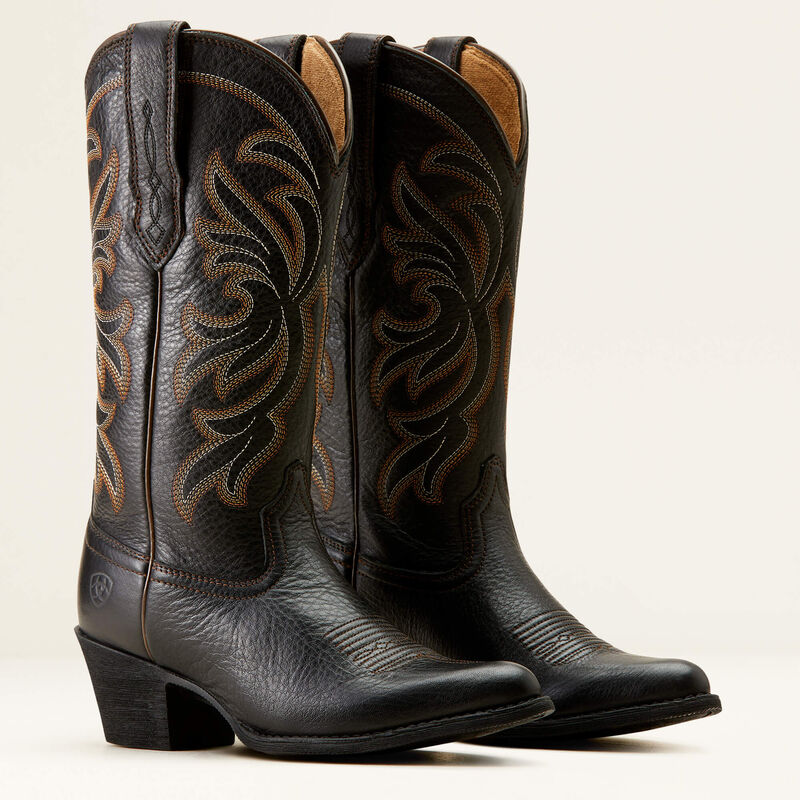 Ariat Women's Heritage J Toe Stretchfit Western Boots - Black Deertan - Image 7