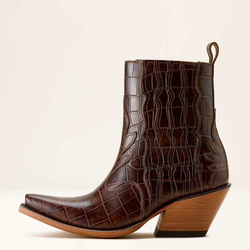 Ariat Women's Jade X Toe Western Boot- Luxe Espresso Croc Print - Image 2