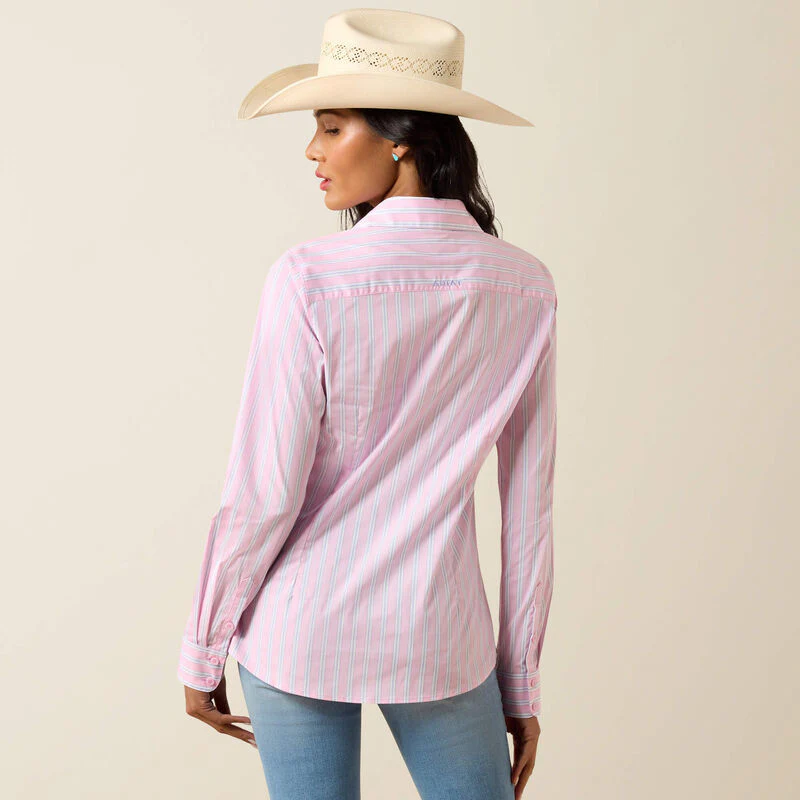 Ariat Women's Kirby Long Sleeve Stretch Shirt - Pink Lavender Stripe - Image 2