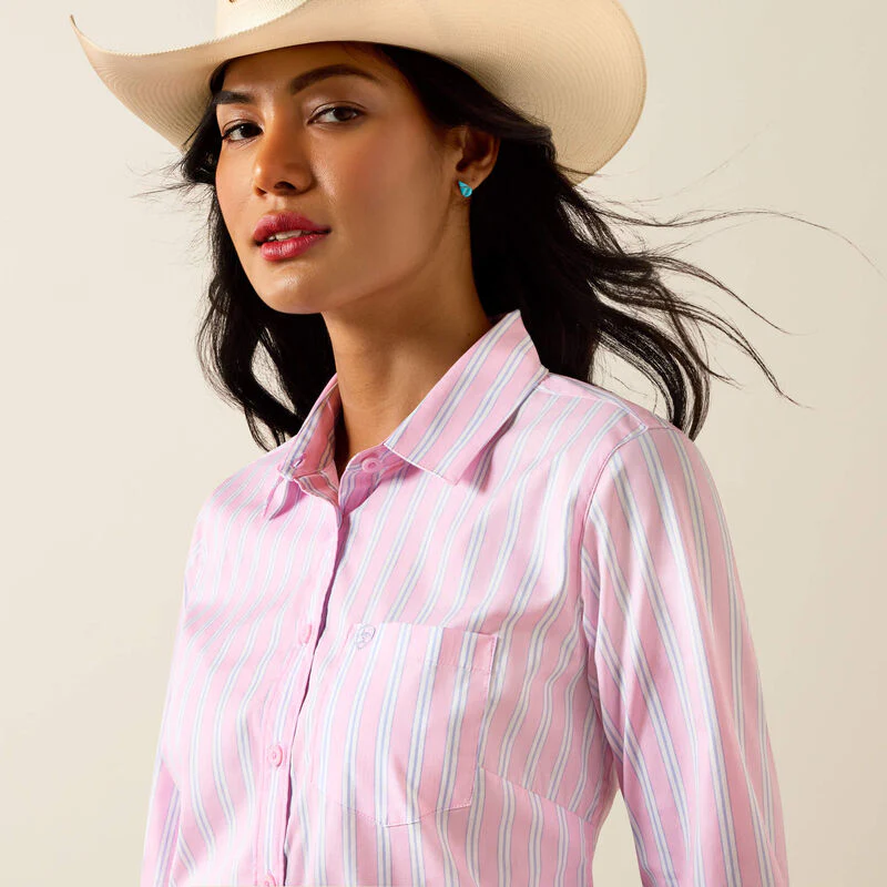 Ariat Women's Kirby Long Sleeve Stretch Shirt - Pink Lavender Stripe - Image 3