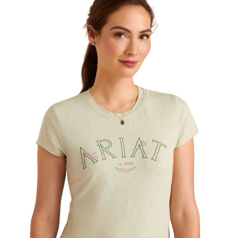 Ariat Women's Posey Short Sleeve T-Shirt - Heather Laurel Green - Image 3