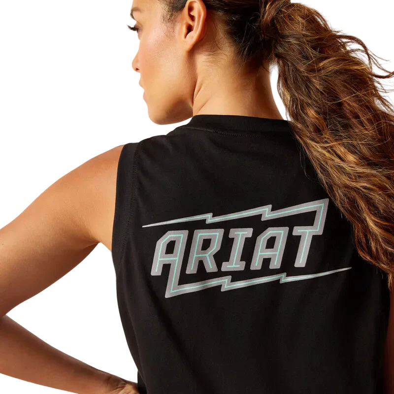 Ariat Women's Rebar Cotton Strong Bolt Tank - Black - Image 4