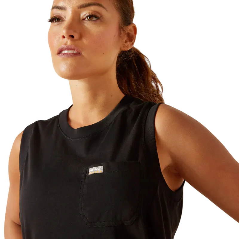 Ariat Women's Rebar Cotton Strong Bolt Tank - Black - Image 5