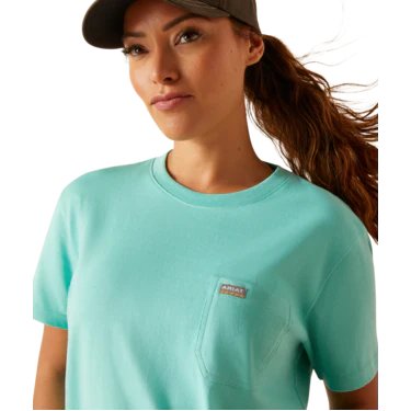 Ariat Women's Rebar Cotton Strong T-Shirt - Pool - Image 3