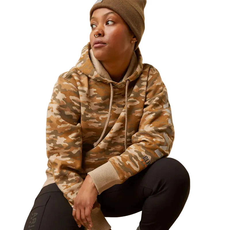 Ariat Women's Rebar Graphic Printed Hoodie - Oatmeal Camo Print - Image 4