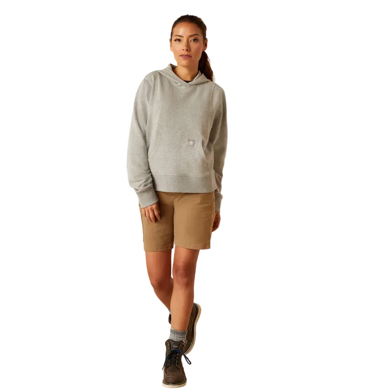 Ariat Women's Rebar Lightweight Cropped Hoodie - Heather Grey - Image 3