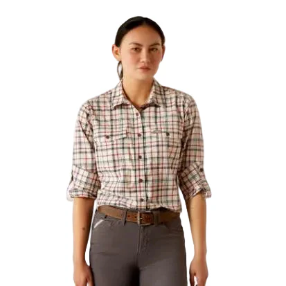 Ariat Women's Rebar Made Tough Durastretch Work Shirt- Vanilla