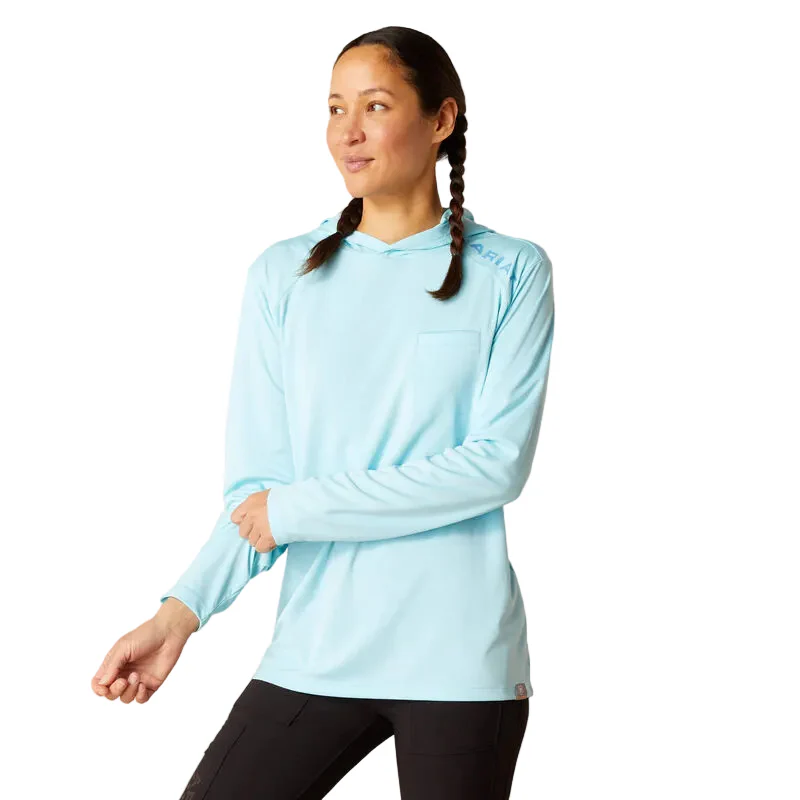 Ariat Women's Rebar Sunblocker Hooded T-Shirt - Arctic Blue