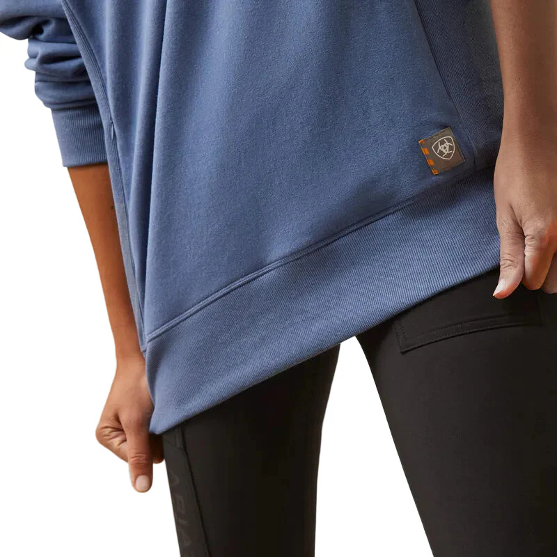Ariat Women's Rebar Workman Washed Fleece Sweatshirt - Bjou Blue Heather - Image 4