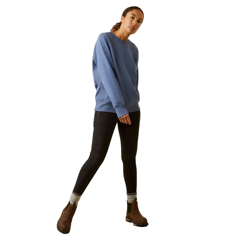 Ariat Women's Rebar Workman Washed Fleece Sweatshirt - Bjou Blue Heather - Image 5