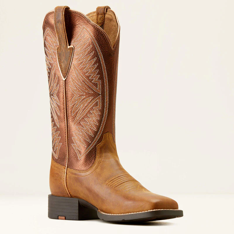 Ariat Women's Round Up Ruidoso Western Boots - Pearl/Burnished Chestnut - Image 6
