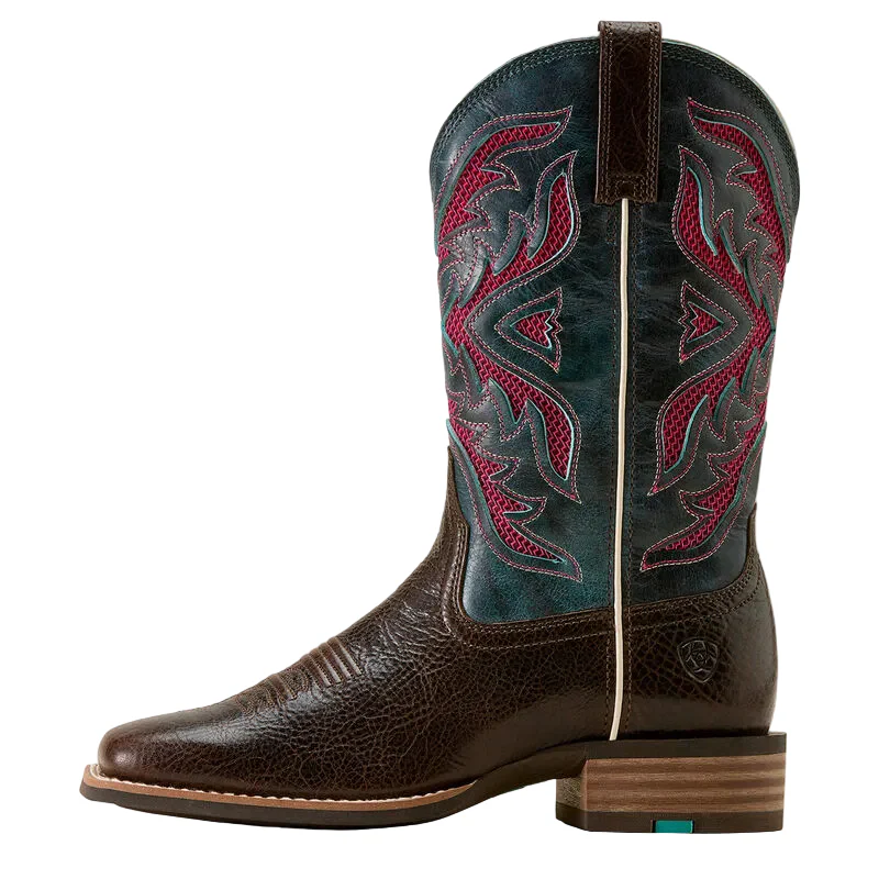 Ariat Women's San Angelo VentTEK 360 Wide Square Toe Western Boot - Chocolate Chip/Loyal Blue - Image 2