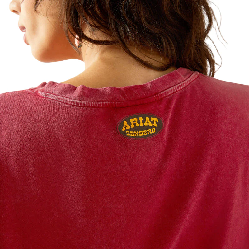 Ariat Women's Short Sleeve Sendero Slow Horses Tee Shirt - Biking Red Mineral Wash - Image 4
