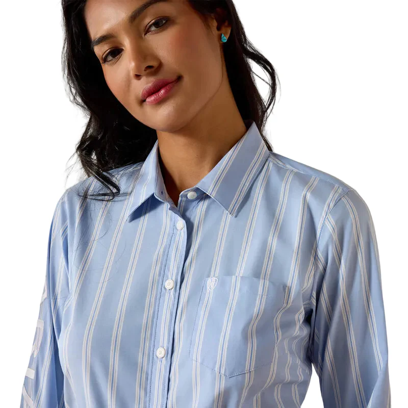 Ariat Women's Team Kirby Long Sleeve Shirt - Ashleigh Blue Stripe - Image 3