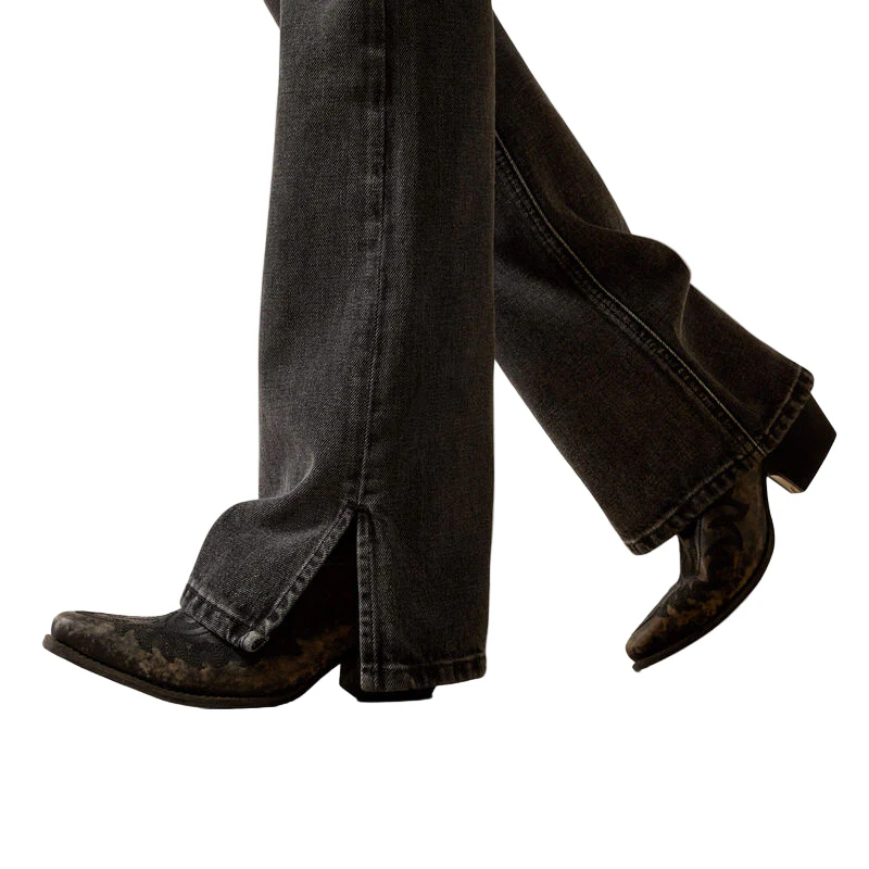 Ariat Women's Ultra High Rise Cheyenne Yoke Tomboy Boot Cut Jeans- Black - Image 4