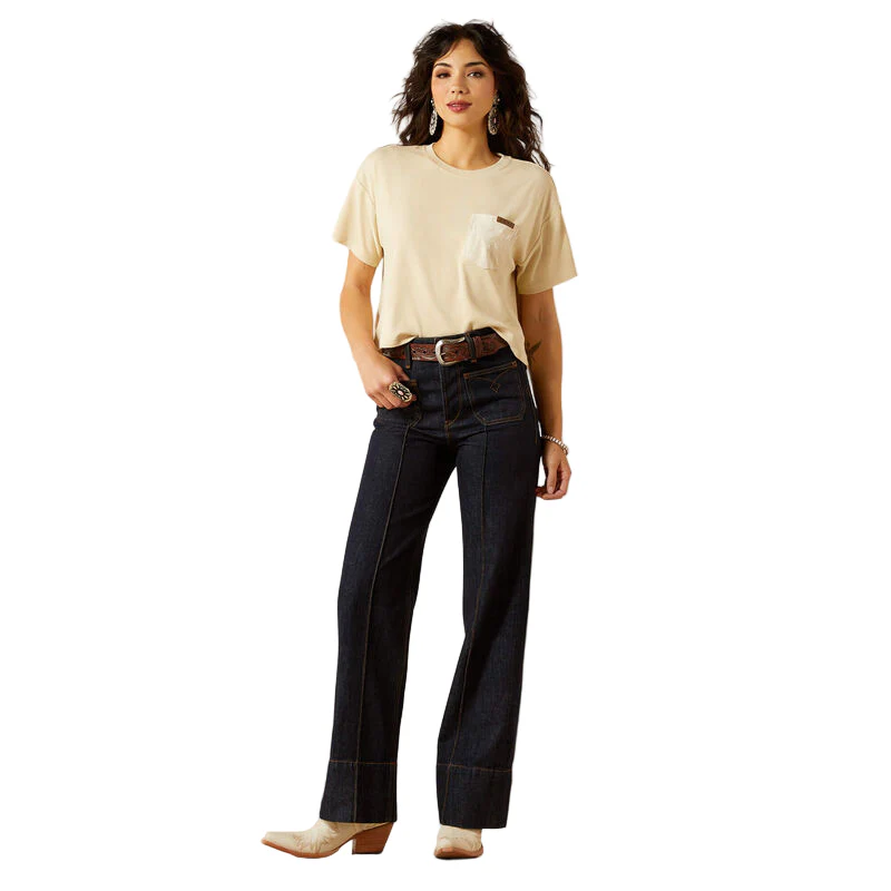 Ariat Women's Ultra High Rise Tomboy Western Utility Wide Leg Jean - Rinse