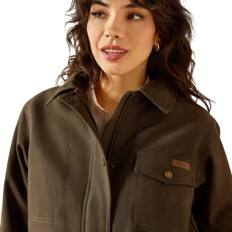 Ariat Women's Western Canvas Chore Jacket - Earth - Image 4